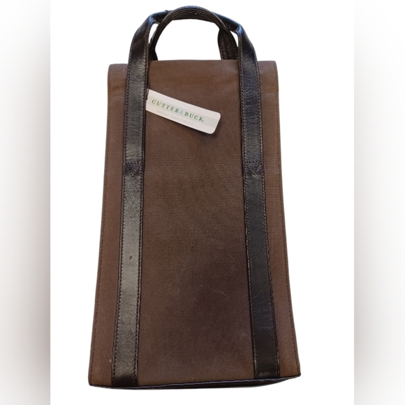 CUTTER & BUCK Brown Leather Wine Bag NWT - Picture 2 of 3